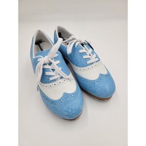 Capezio Roxy Tap Shoes Light Blue White Paisley Pattern 960F New Sz 6.5M